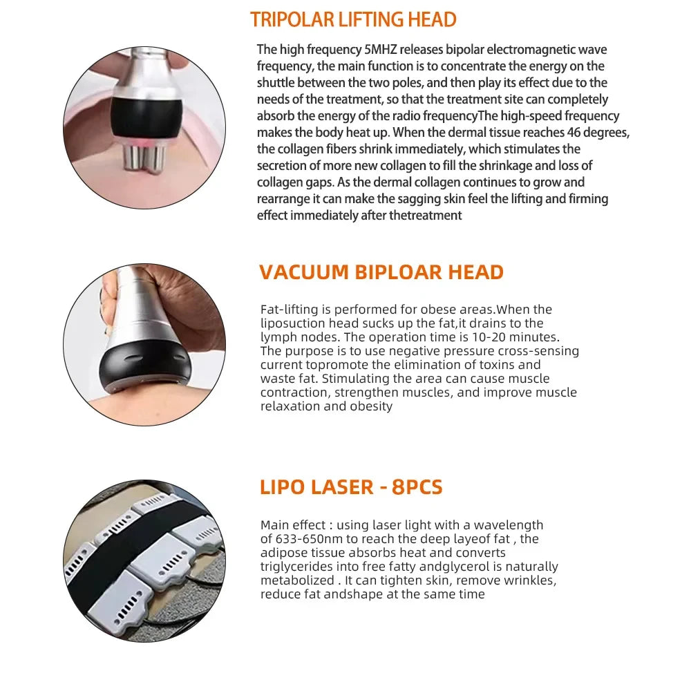 6 In 1 40K Ultrasonic Cavitation Machine fat loss, Skin Lift, Tightening,  Vacuum Lipo, body slimming machine