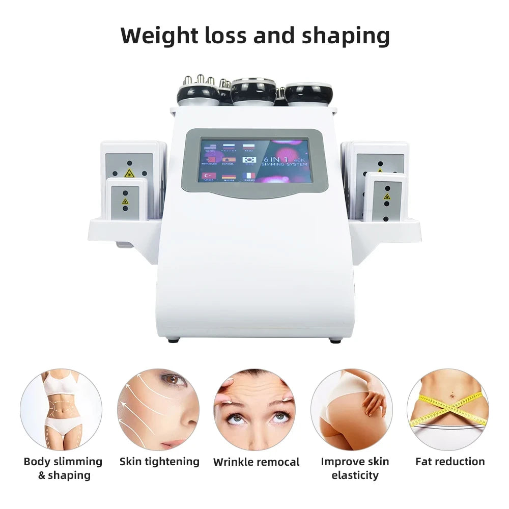 6 In 1 40K Ultrasonic Cavitation Machine fat loss, Skin Lift, Tightening,  Vacuum Lipo, body slimming machine