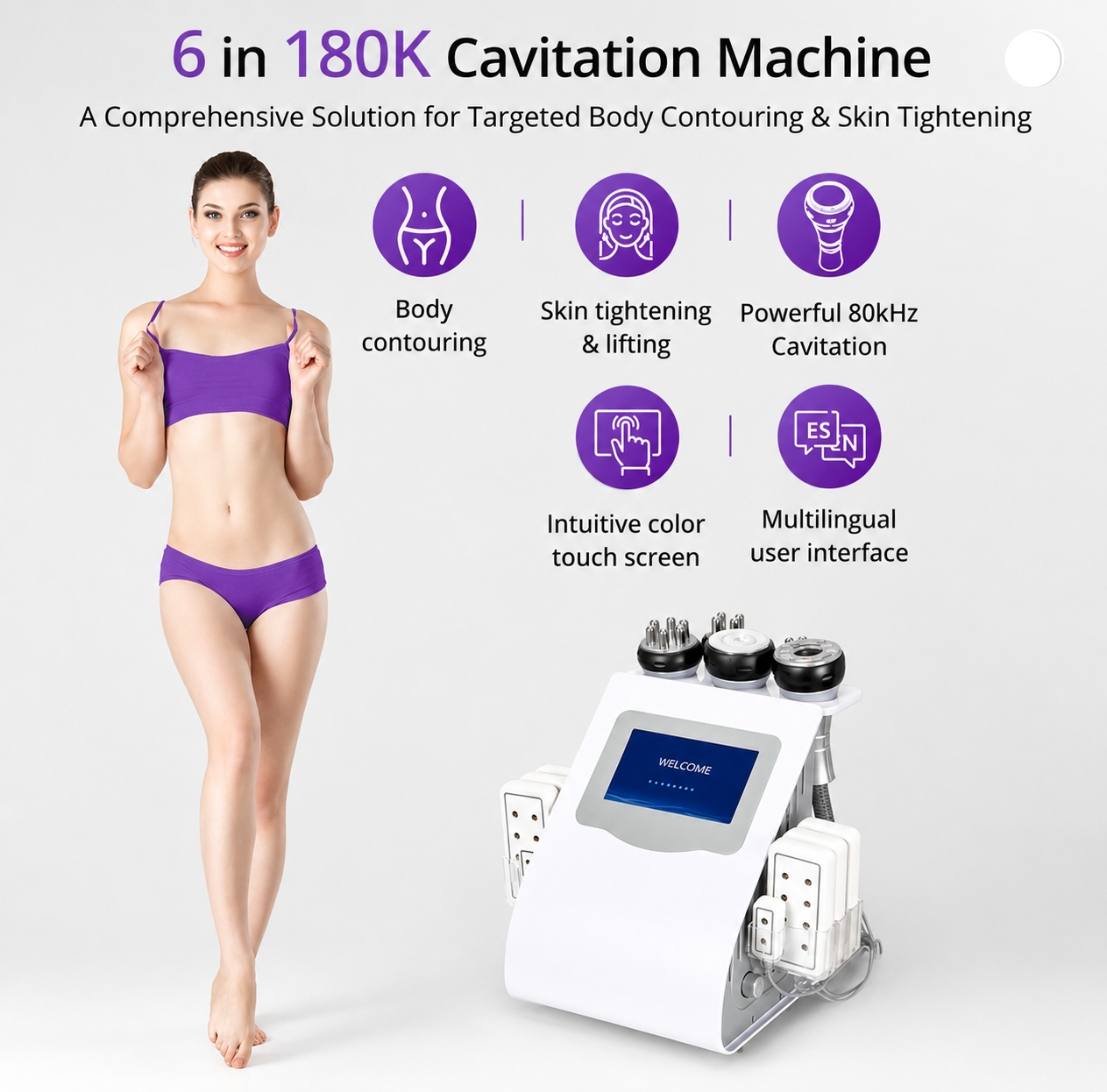 6In1 80k Ultrasonic Cavitation, Radio Frequency, Vacuum, Lipo laser