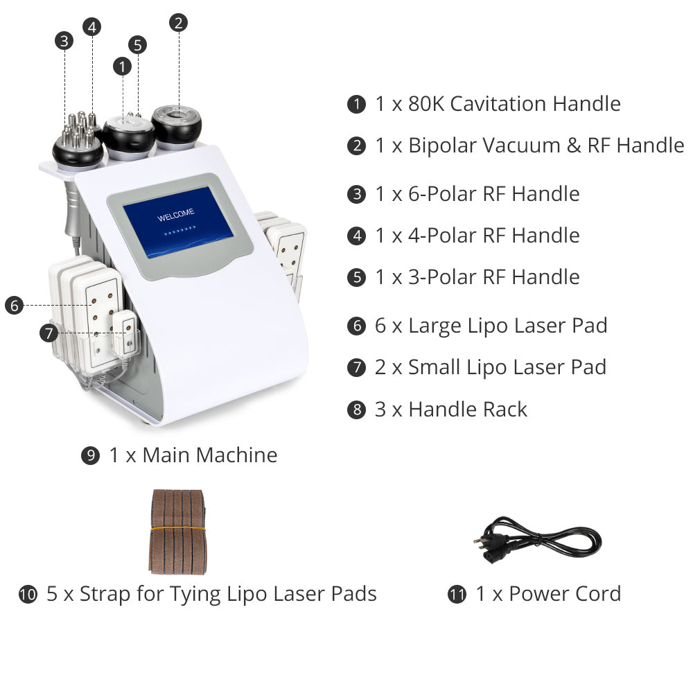 6In1 80k Ultrasonic Cavitation, Radio Frequency, Vacuum, Lipo laser